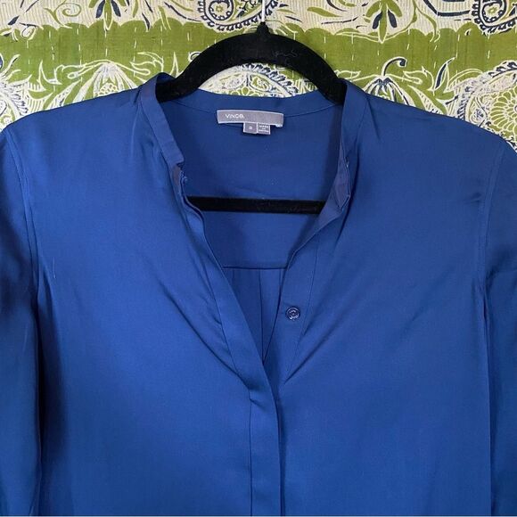 Vince Royal Blue Silk Blend Tunic Top Size 2 - Picture 2 of 15